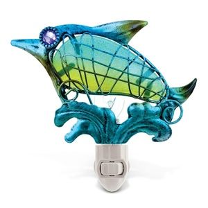 Dolphin Handcraft Art Glass and Metal Decorative Night Light